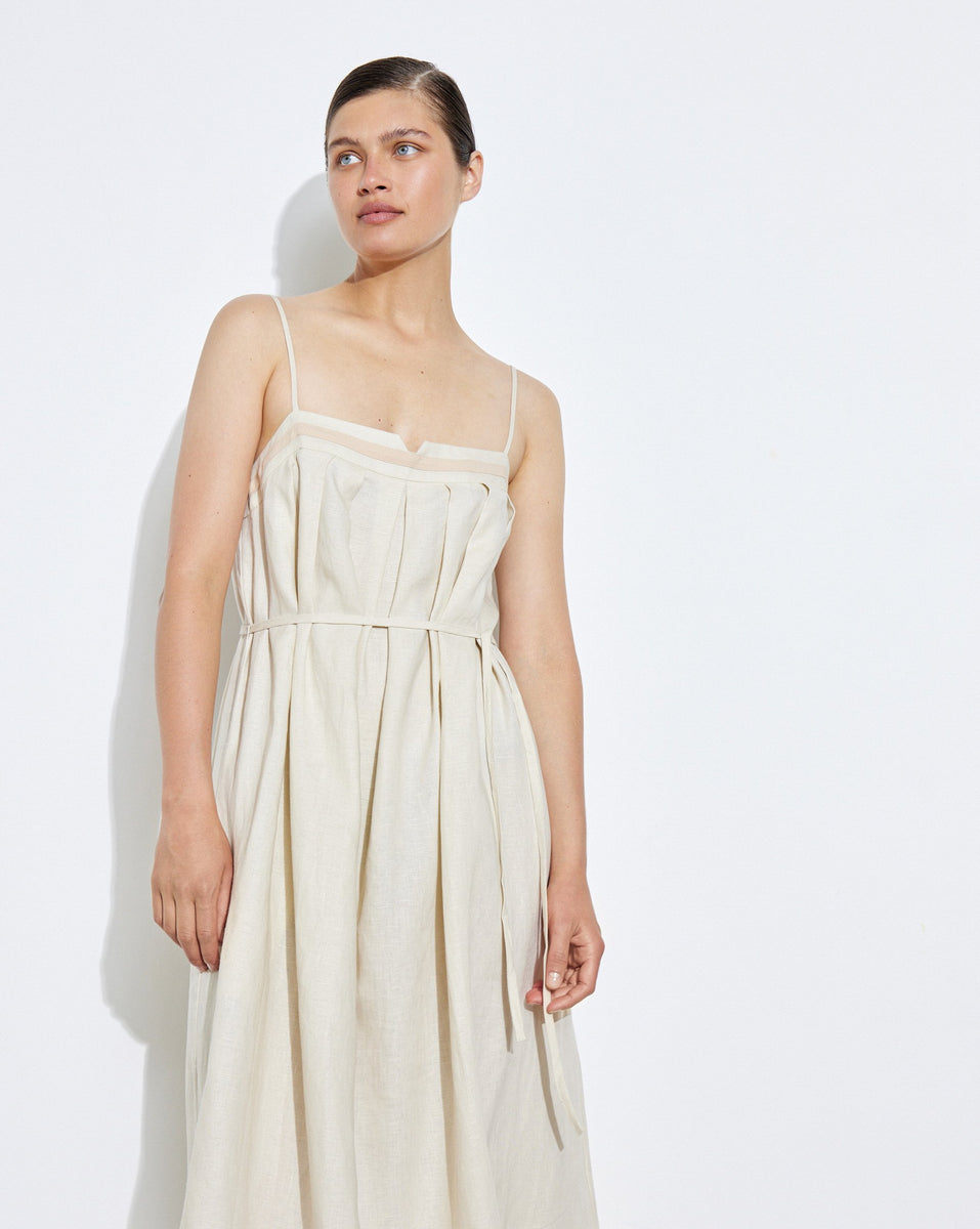 Pleated linen midi dress – 12 STOREEZ